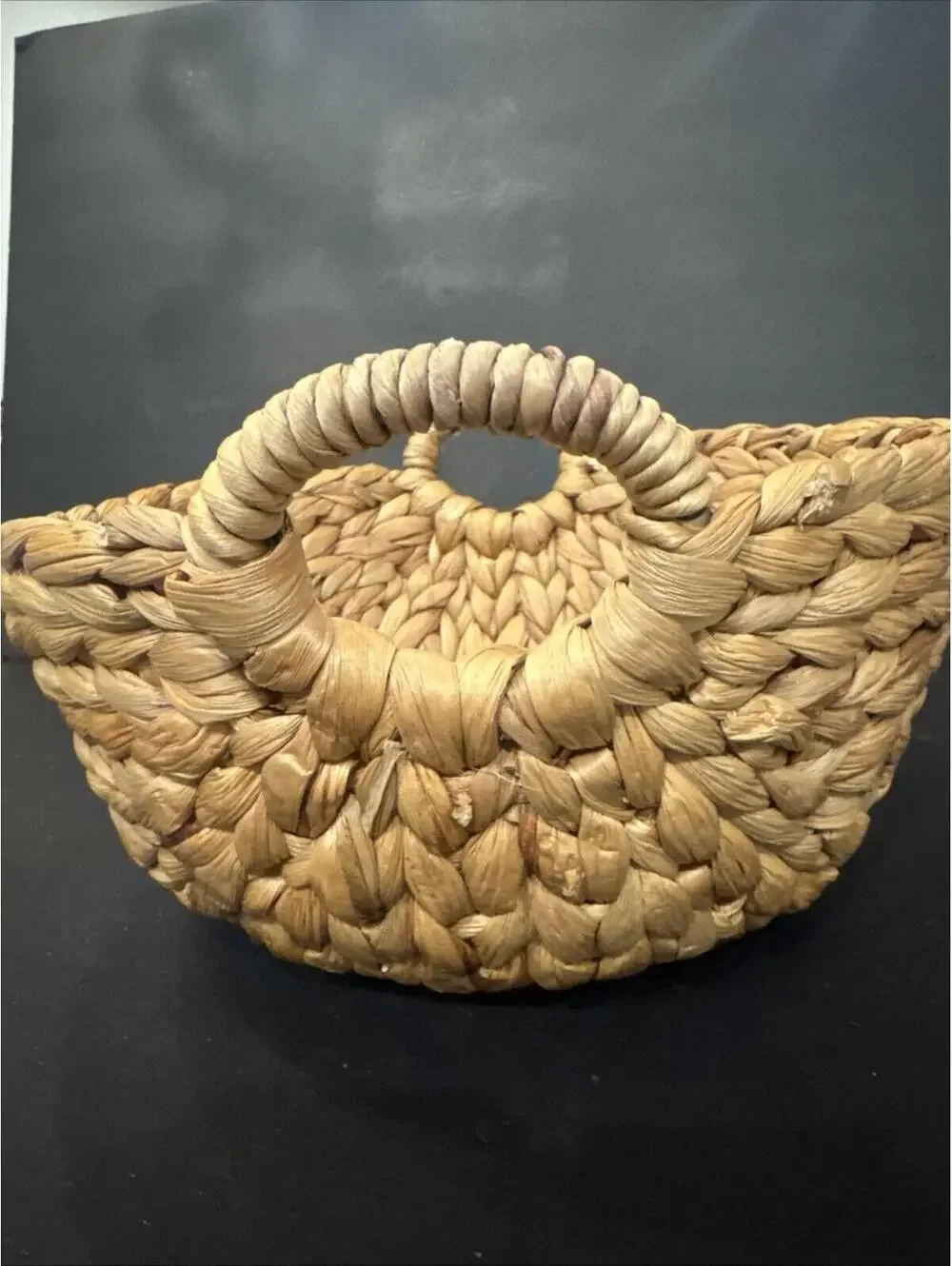 Natural Woven Basket, Round With Handles For Home Decor